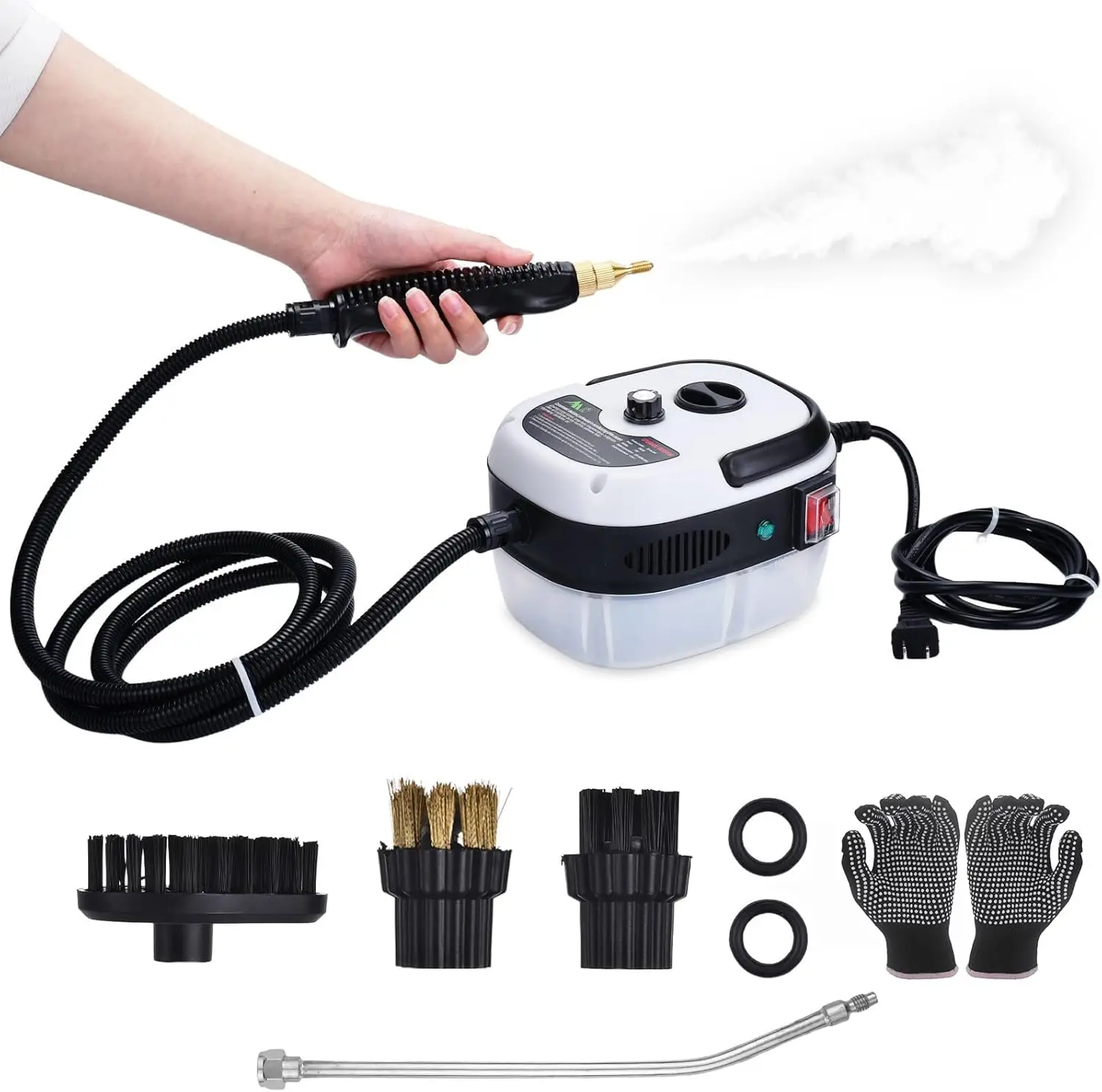 

Handheld Steam Cleaner, 2500W Hand-Held High Pressure Portable Cleaning Machine with 3 Brush, High
