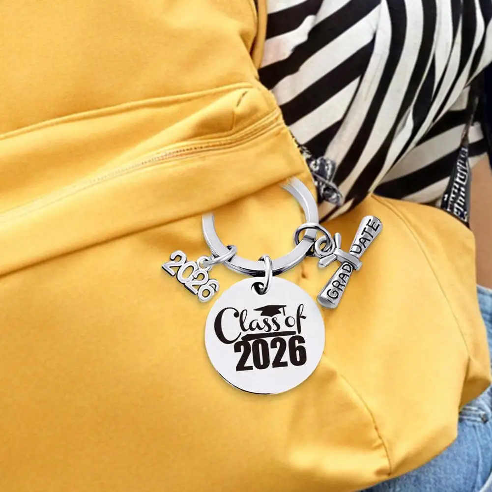 Stylish Graduation Accessory Class of 2026 Keychain Pendant Durable Stainless Steel Keepsake Nursing Law Students Graduation