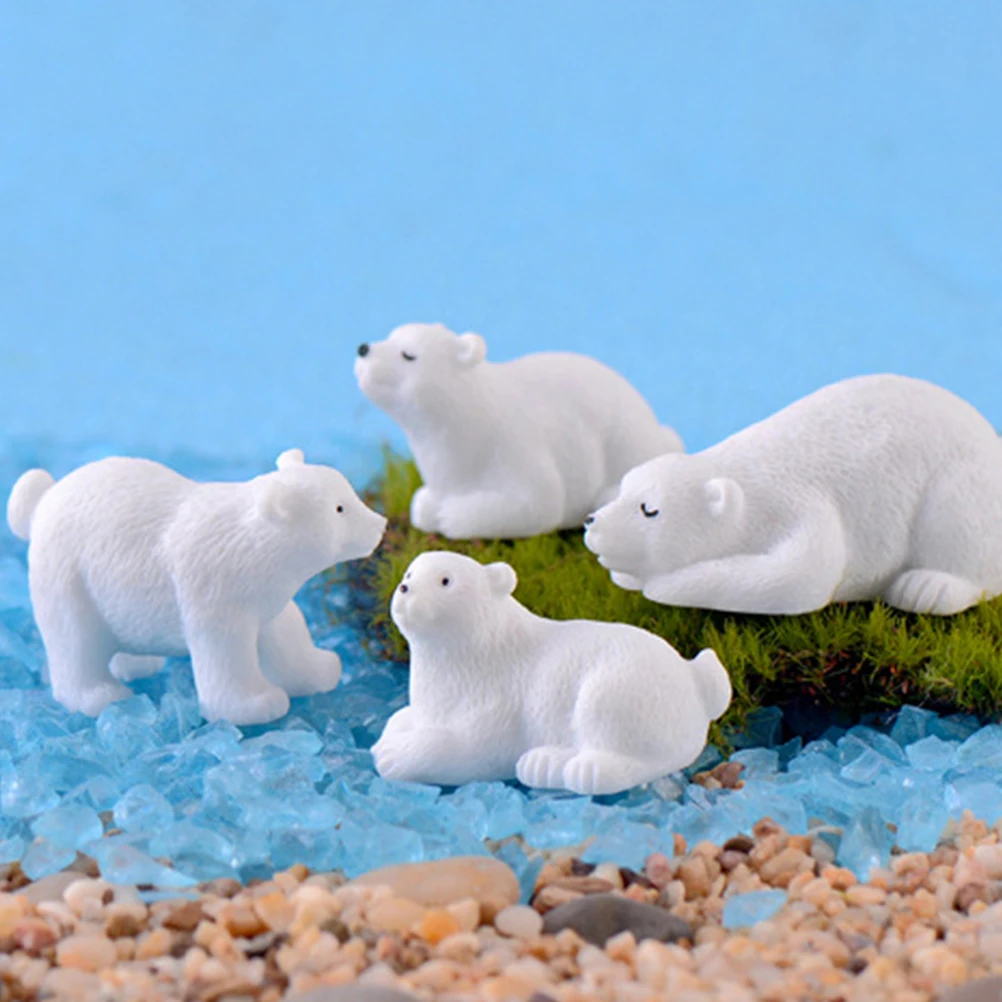 

10 Pcs Bear Resin Diy Polar Bear Model Sculptures Mini Animal Ornaments Garden Yard Decor Handmade Figure