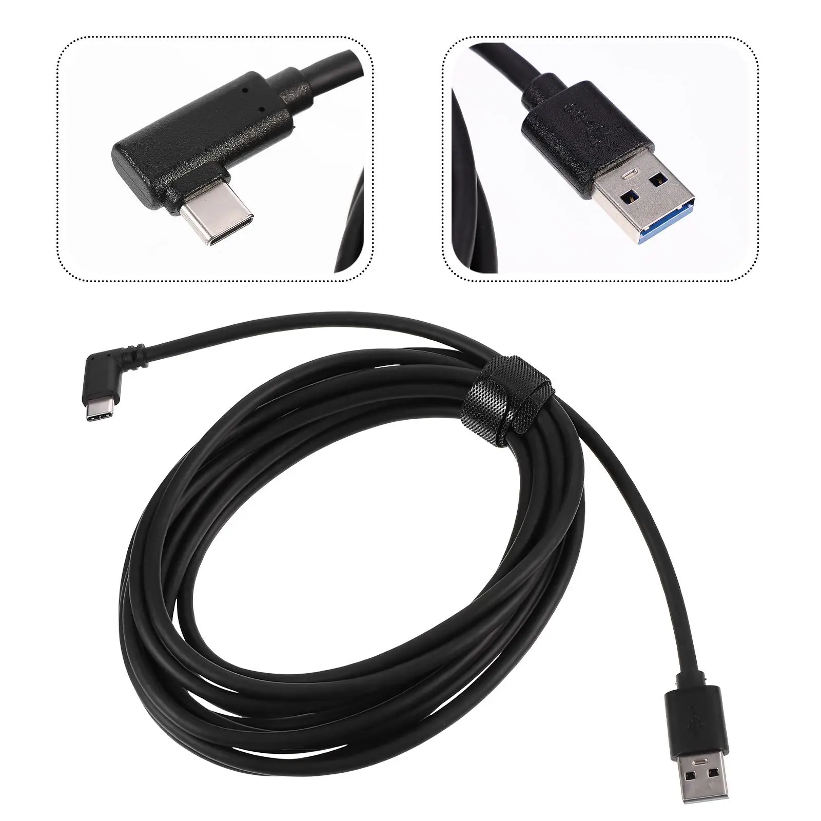 Cable de carga de transferencia de datos USB 3,1 tipo C de 4M, Cable ligero duradero de cobre estañado PVC con diseño de codo de 90 grados para