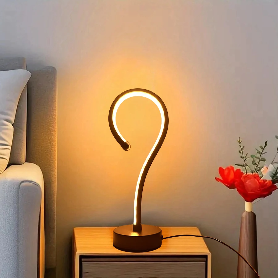 

1PC Creative Question Mark Shape USB Three-tone Light Desk Lamp Decoration