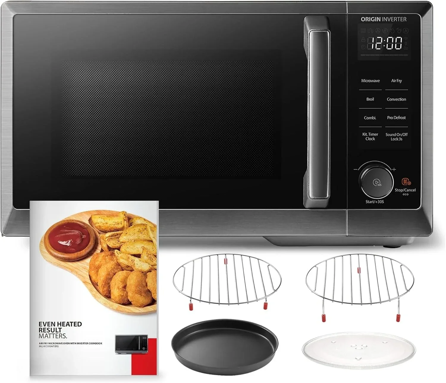 Inverter Microwave Air Fryer Combo, Convection Broil Defrost with 11.3'' Turntable, 27 Auto Menu and 47 Recipes