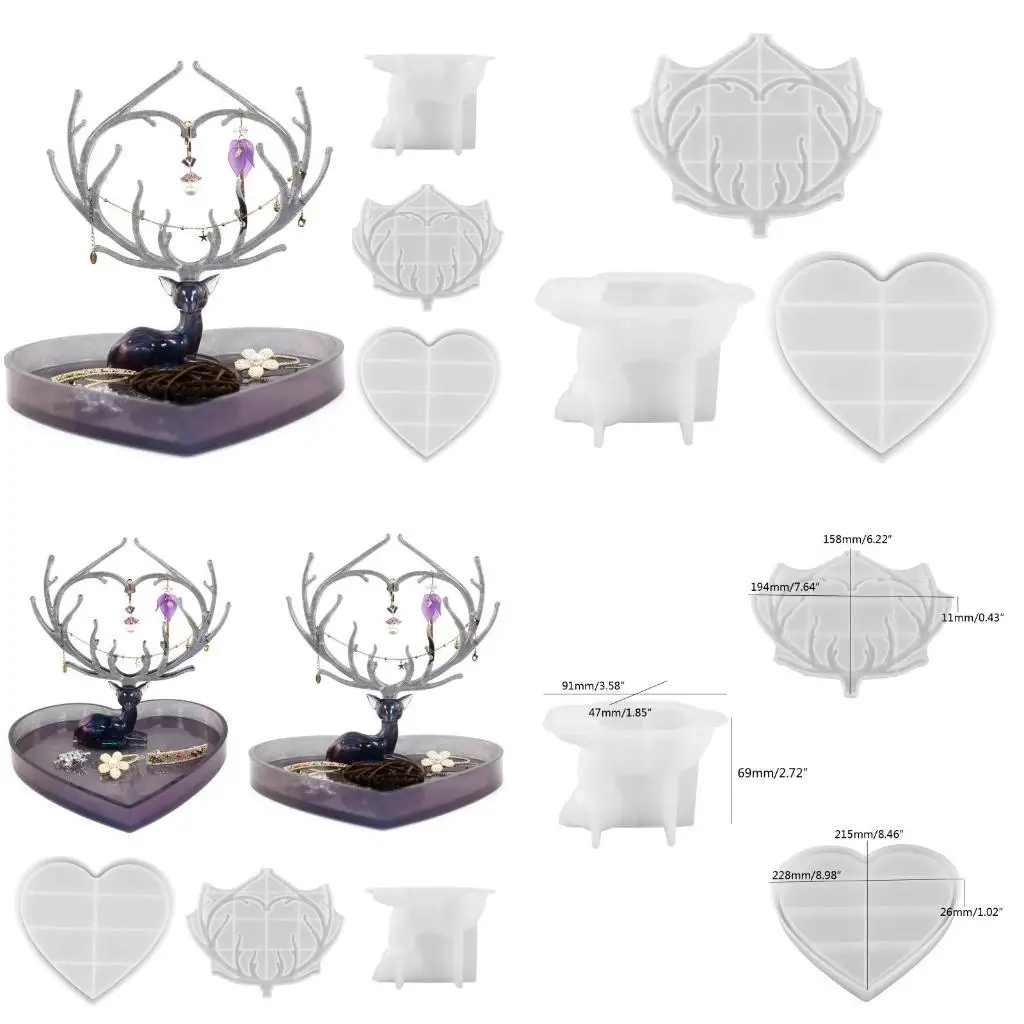 

J78F Silicone Resin Mold Storage Boxes with Deer Handicraft Resin Mold Makeup
