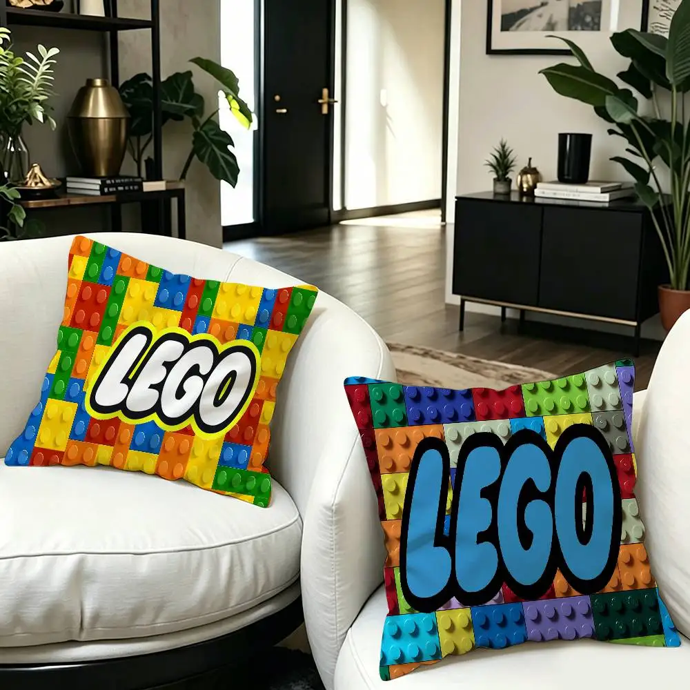 Cool For Legos Game Pillow Covers Cartoon Sofa Decorative Home Double-sided Printing Short Plush Cute Cushion Cover