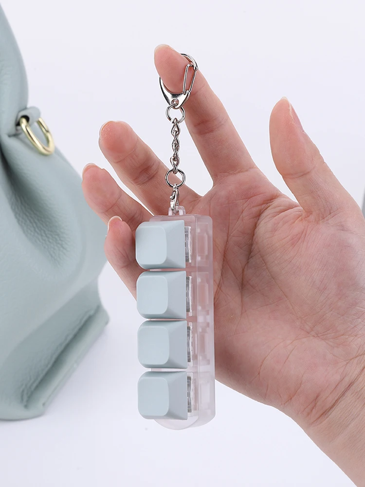 Chave mecânica 4 teclas teclado chaveiro teclado clicker cubo para adulto para aliviar o estresse passar o tempo