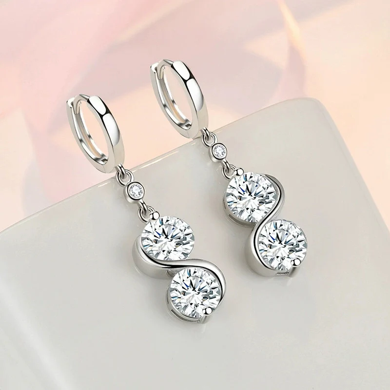 Fashion Creative S-shaped Small Waist Earrings New Commuting Versatile Ear Buckle High-end Zircon Studded Ear Button KOFSAC