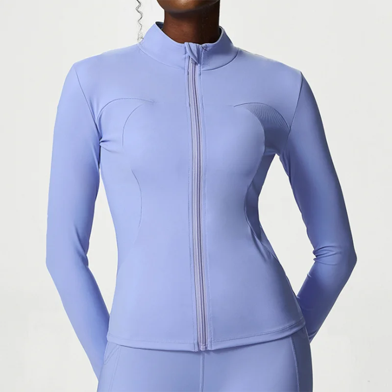 

New Women Yoga Top Athletic Sports Shirt Close Fitting Long Sleeve Fitness With Thumb Holes Gym Jacket Female Running Coat 134