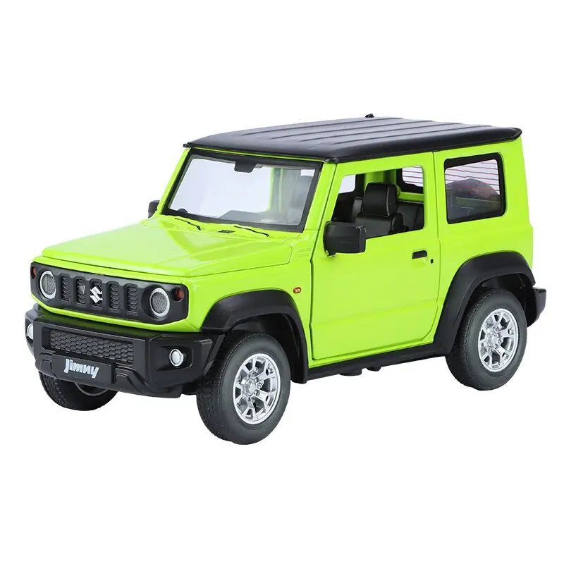 1:24 Model mobil logam paduan SUZUKI Jimny diecast Model mobil kendaraan Off-Road logam simulasi suara dan cahaya koleksi hadiah mainan anak-anak