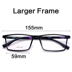 155mm Oversized Reading Glasses Men Black Larger Big Wide Face Eyeglasses Frame Prescription Spectacles +75 1.25 1.75 2.25 2.75