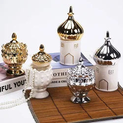 European Ceramic Aromatherapy Jar with Lid Ceramic Electroplating Jewelry Box Home Dessert Dried Fruit Candy Storage Bottle