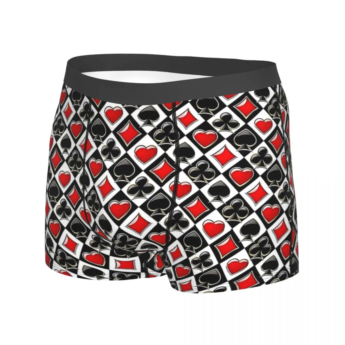 Playing Cards Underwear Card Suits Print Men Boxer Brief Stretch Trunk High Quality Print Plus Size Underpants