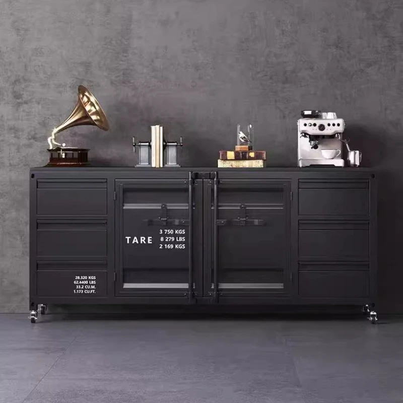 Modern wrought iron container side cabinet Storage locker display cabinet living room cabinets Armoire Wardrobe Furniture