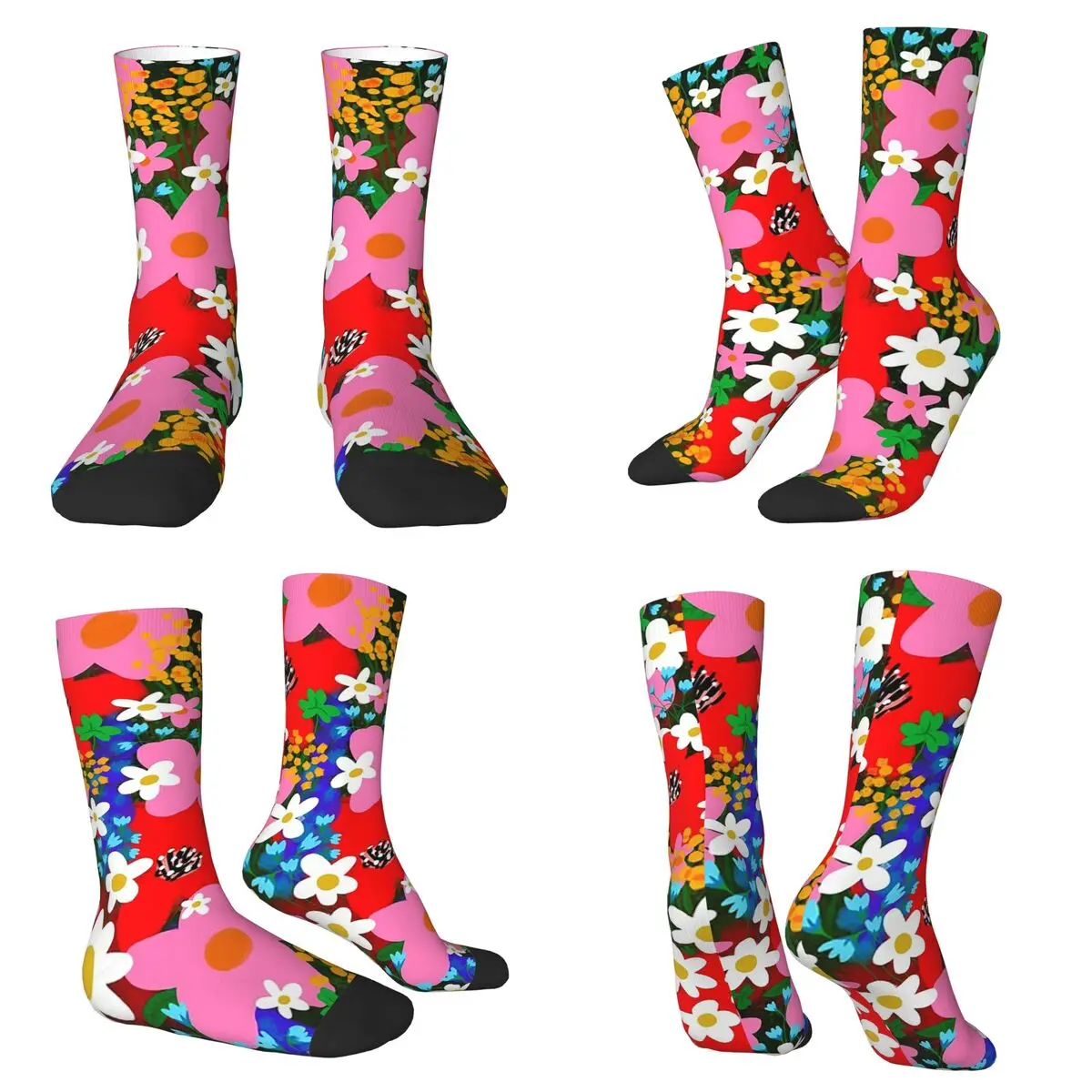 Flower Power Socks Harajuku Stockings All Season Long Socks Accessories for Man's Woman's Birthday Present