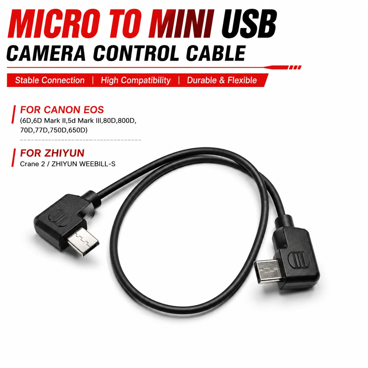 Para cabo canon para zhiyun guindaste 2/WEEBILL-S (micro para mini usb) cabo de controle da câmera eos 6d, 6d mark ii, cabo de controle 80d