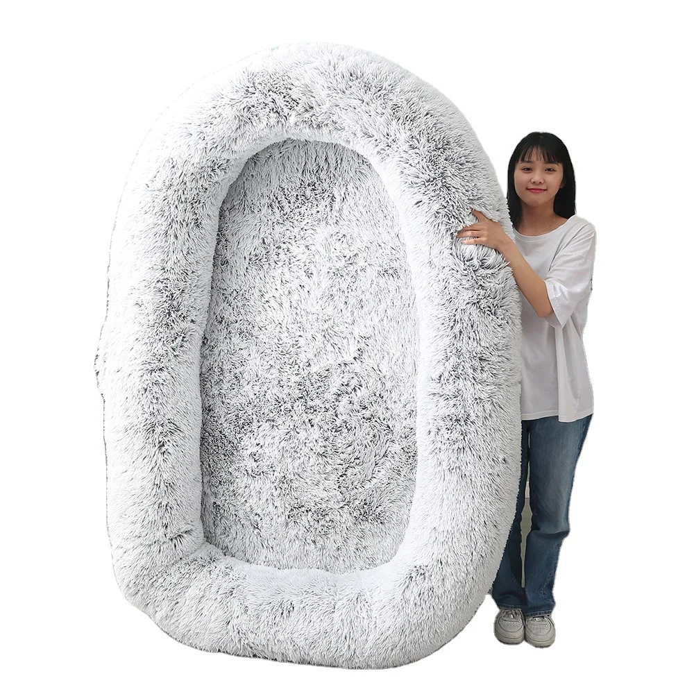 

High Quality Giant Round Plush Cozy Washable Matress Memory Foam Large Size Pet Sofa Bed Humans Dog Bed for People Adults