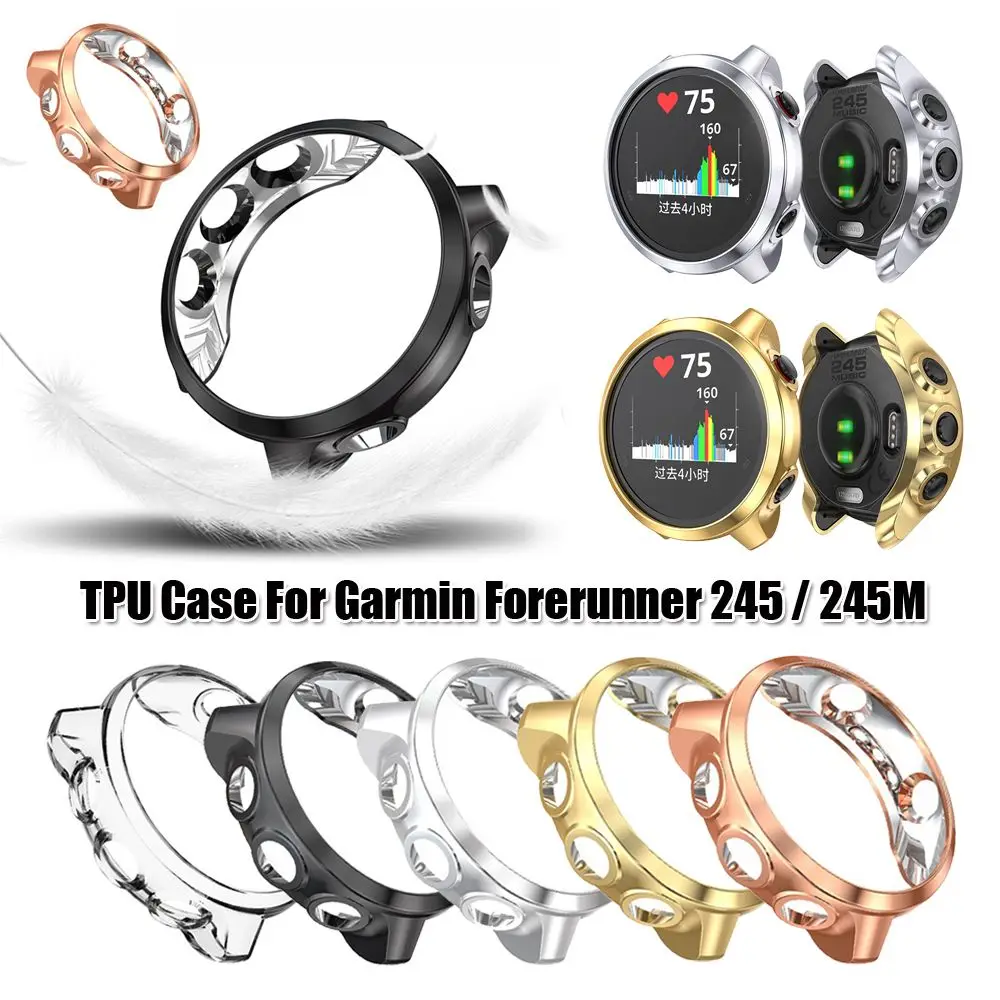 For Garmin Forerunner 245 / 245M Soft TPU Watch Case Protective Cover Screen Protectors