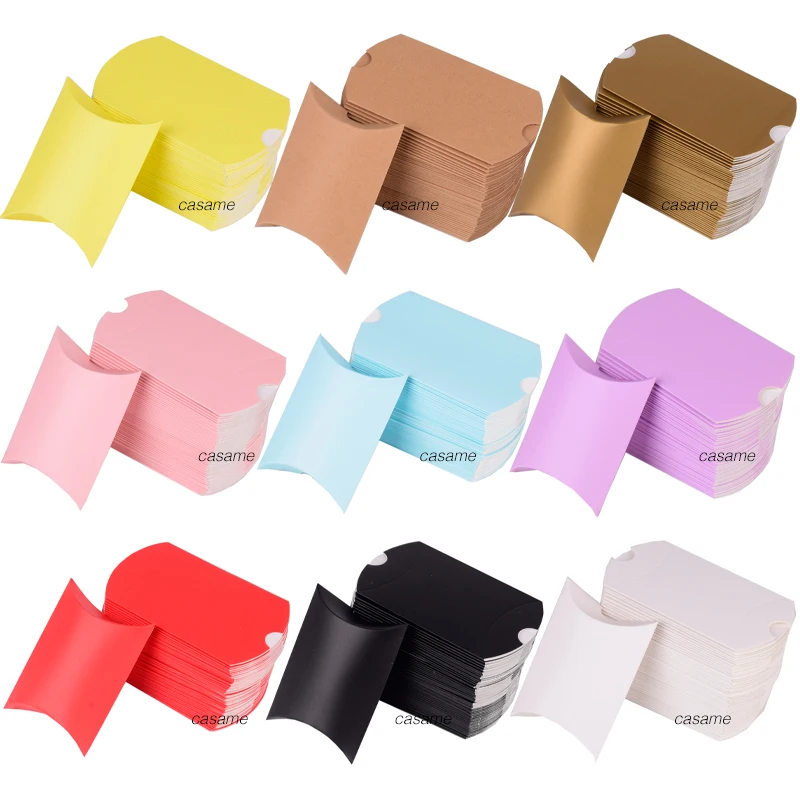 10/20/30Pcs Colorful Pillow Candy Box Kraft Paper Christmas Gift Packaging Boxes Bags Wedding Favors Birthday Party Decorations