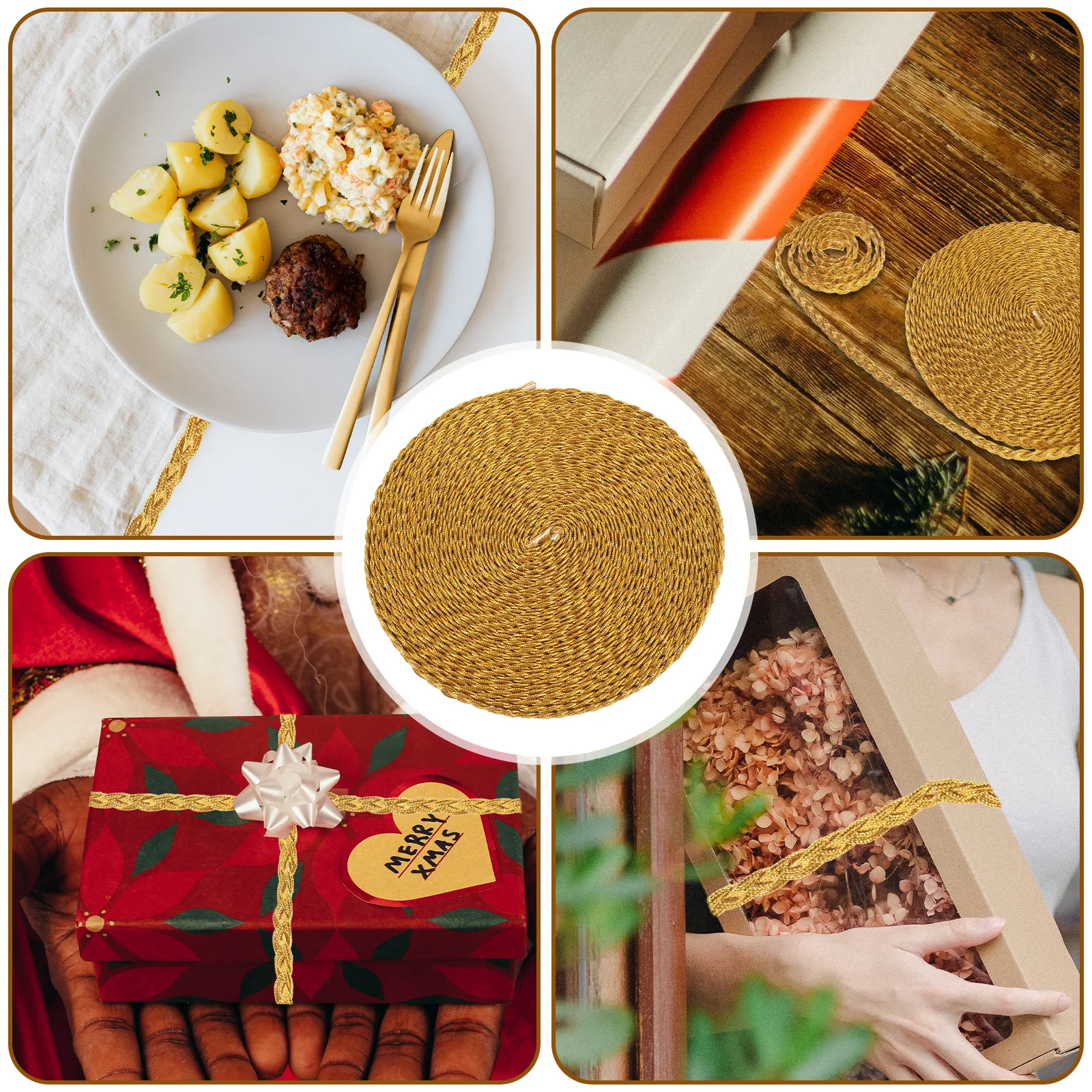 

Gold Lace Trim 5M Roll Braided Fringe For Sewing Clothing Curtains Tablecloth Diy Craft Accessory Embellishment Decor