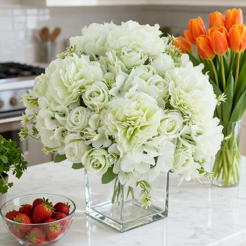 1/5 قطعة الورود الحريرية قرنفل الزهور الاصطناعية حفل زفاف زهرية عيد الحب إكسسوارات ديكور منزلي جارلاند لتقوم بها بنفسك هدية صندوق