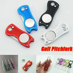 Stainless Steel Golf Divot Repair Switchblade Tool Pitch Groove Cleaner Magnetic Golf Pitchfork Putting Green Fork Golf Training