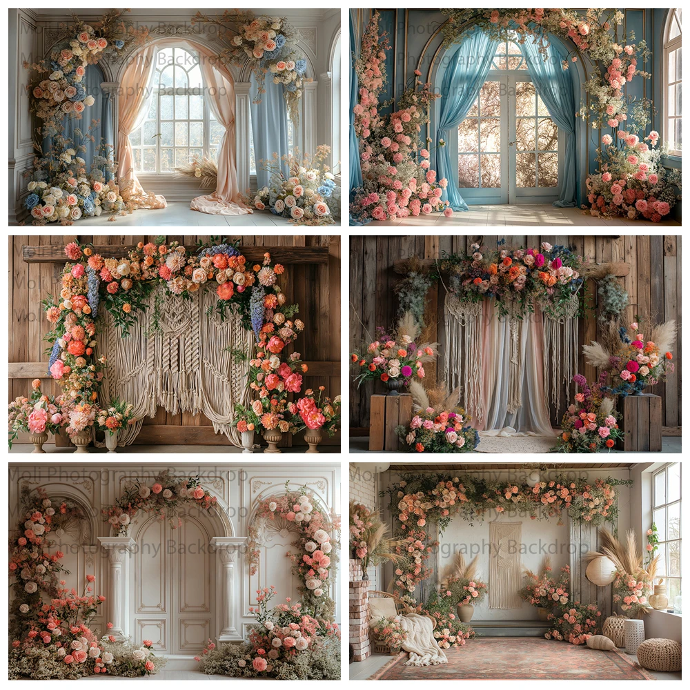 

Photography Background Boho Floral Arch Texture Adult Birthday Wedding Maternity Portrait Decor Backdrop Photo Studio