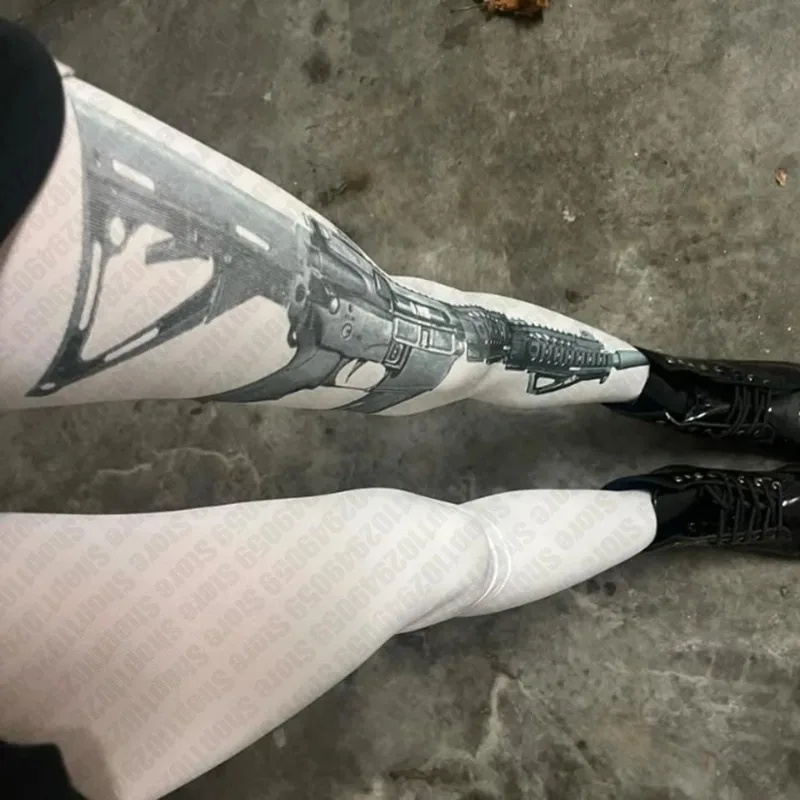 Pantimedias blancas Punk Rock Dark Harajuku, pantimedias básicas de estilo Retro para motocicleta, mallas Y2k, ropa femenina