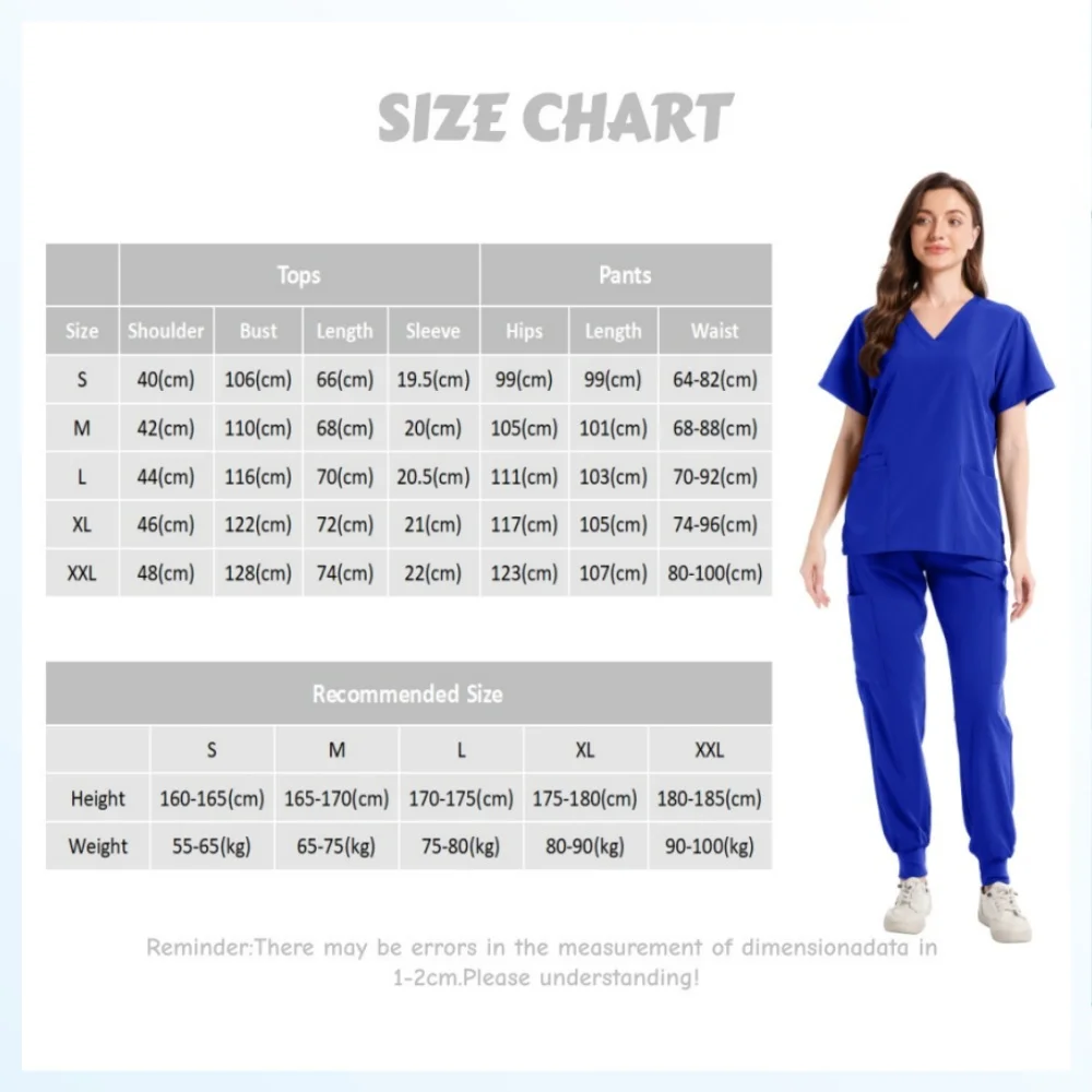 Women's Nurse Uniforms Short Sleeves V-neck High Sweatshirt Pants Set Medical Rubbing Women Summer Casual Women's Uniforms
