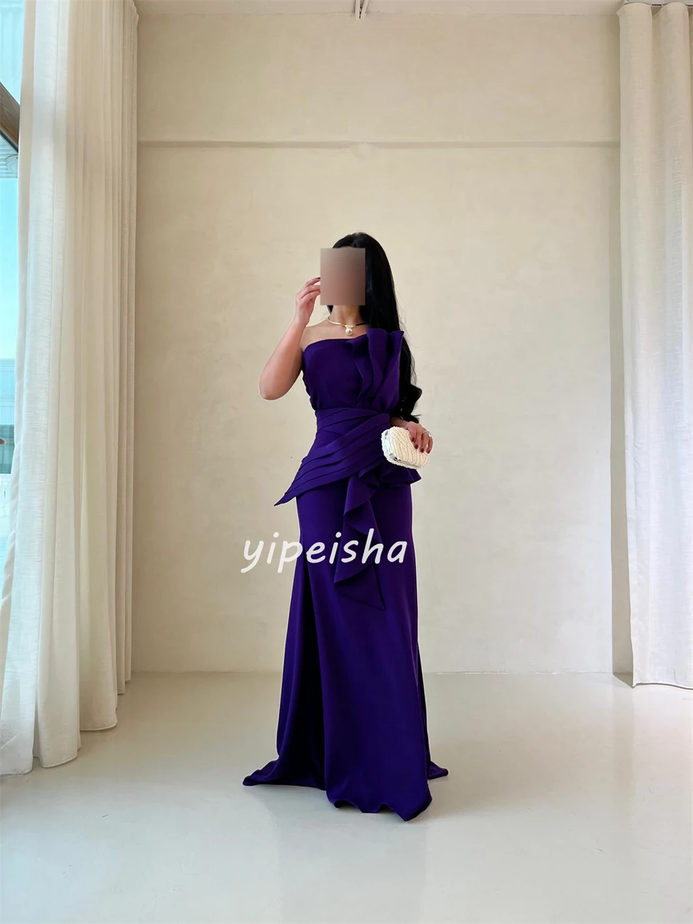 Простые классические трикотажные плиссированные прямые длинные платья без бретелек по индивидуальному заказу, платья для особых случаев, современный стиль, подходящий