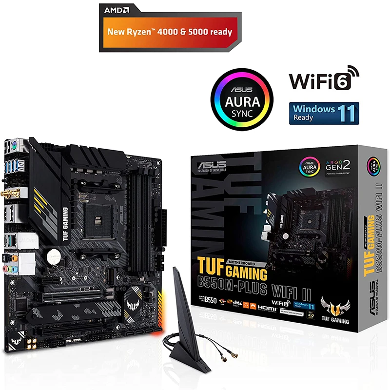 New ASUS TUF GAMING B550M PLUS WI-FI II Micro-ATX B550M Motherboard DDR4 4600 MHz 128G Mining Set AM4 Support AMD Ryzen CPU