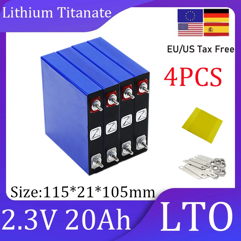 

New 4PCS 2.3V 20Ah LTO rechargeable battery 12-24V lithium titanate battery DIY suitable for electric vehicle solar inverter