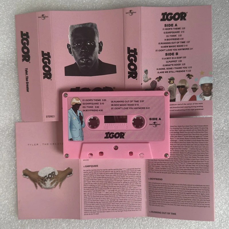 Hip hop Rap IGOR Album Cassettes Tyler le créateur EARFQUAKE musique bande Cosplay enregistreur baladeur voiture pistes sonores boîte fête musique