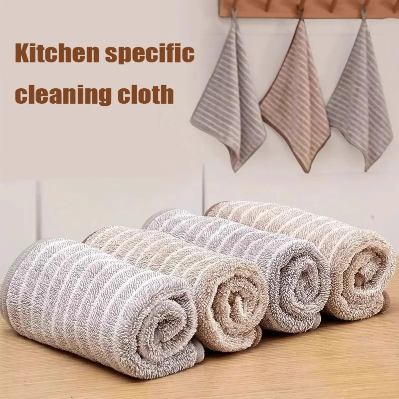 4PCS Microfiber Kitchen Towels Absorbent Double Sided Cleaning Rags for Tableware - Kitchen Cleaning Accessories