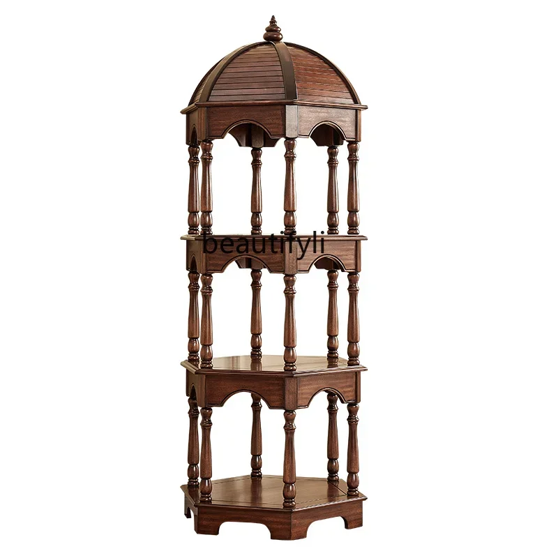 

Great discounts American all solid wood jewelry cabinet, black walnut, hexagonal jewelry cabinet shelving corner cabinet furnitu