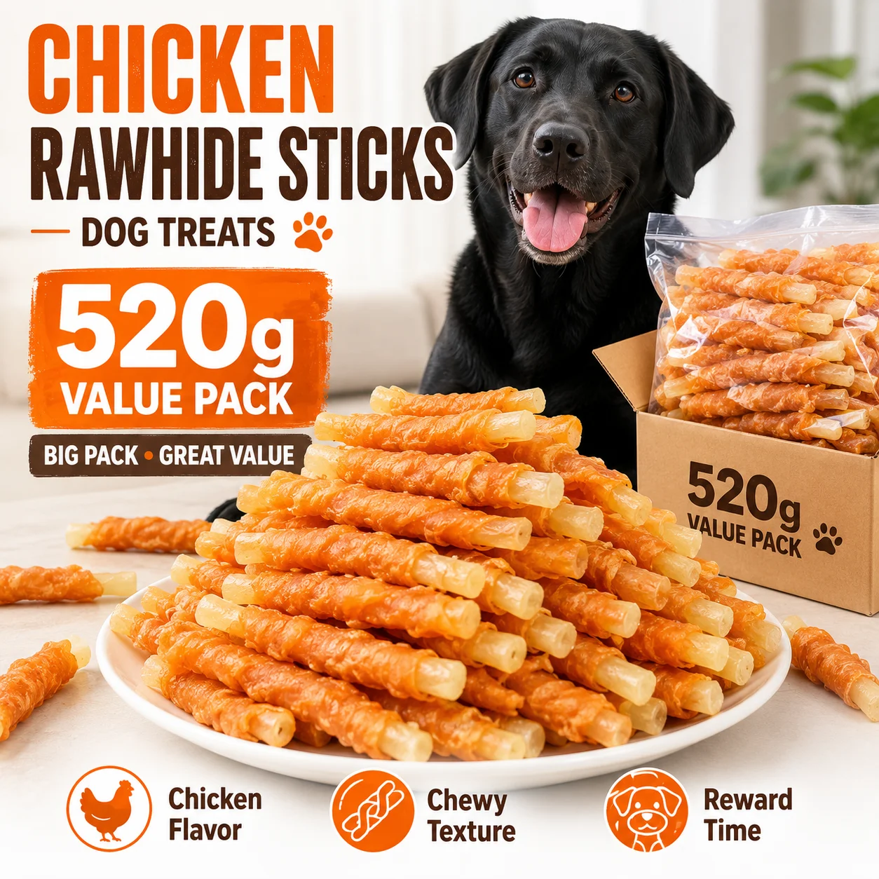 Dog Chew Treats – Chicken & Rawhide Sticks