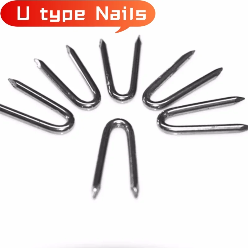 SL 20-50pcs Carbon Steel U type Fence Nails V type Iron nail Saddle Stitch Garden Fence Nails Barbed wire Nails Fasteners Nails