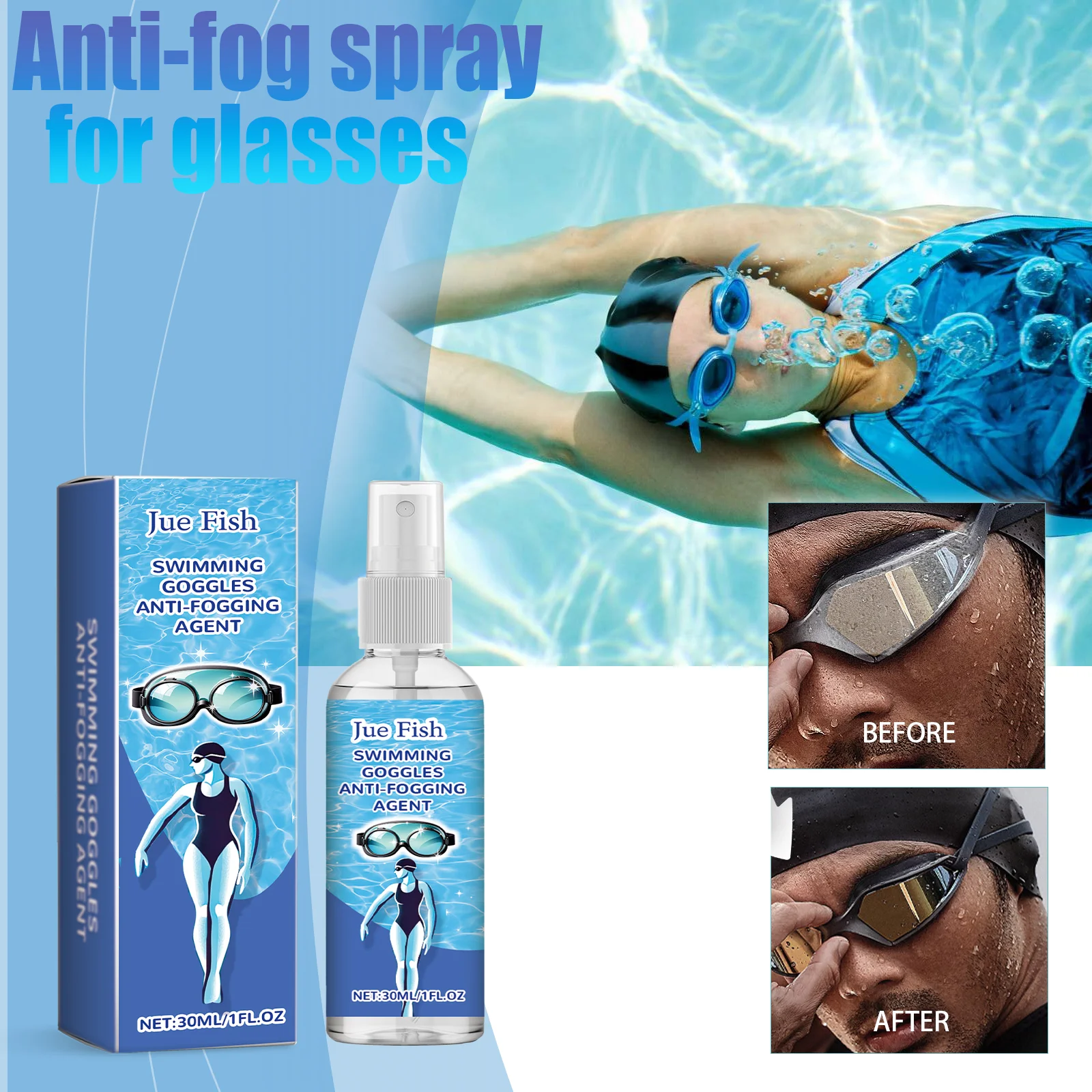 Anti-Fog Spray For Glasses Removes Dirt & Residue From Lenses Cleans ＆ Prevents Fogging Of Goggles Sunglasses & Swimming Goggles