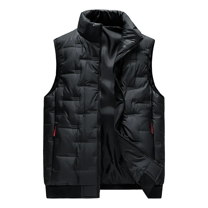 New Men's Vest Multi-Pocket Stand Collar Fleece Lined plus Size Warmth Winter Outerwear Casual Loose Fit Velvet Fabric