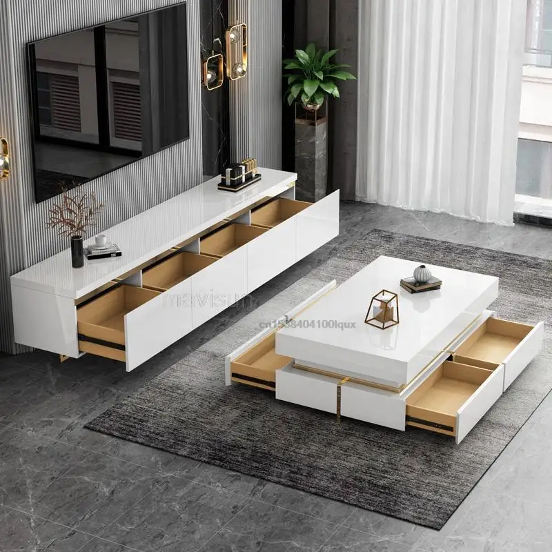 Modern Furniture For Home High-End Living Room Center Table And TV Cabinet Set Simple Luxury Loft Coffee Table Family Used