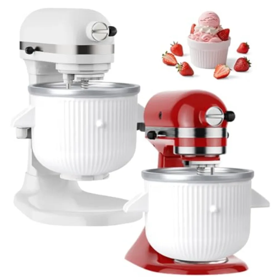 

Ice Cream Attachment for KitchenAid Stand MixerFits 4.5-5Qt Tilt-Head/6-7Qt Bowl-Lift Stand Mixers 2-Quart Frozen Kitchenaid Ic
