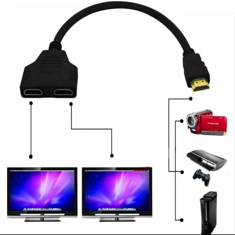 Hdmi Compatible Splitter Cable Video Switch Adapter Output Hub X Box Ps3 4 Dvd Hdtv Pc Laptop TV Hd 1080p 1 Input 2