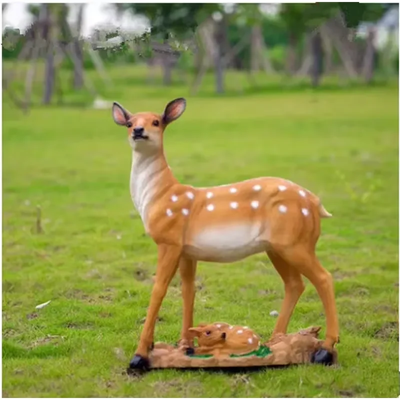 67.5cm Lifelike Hand-painted Resin Deer Statue for Outdoor Garden and Home Decoration