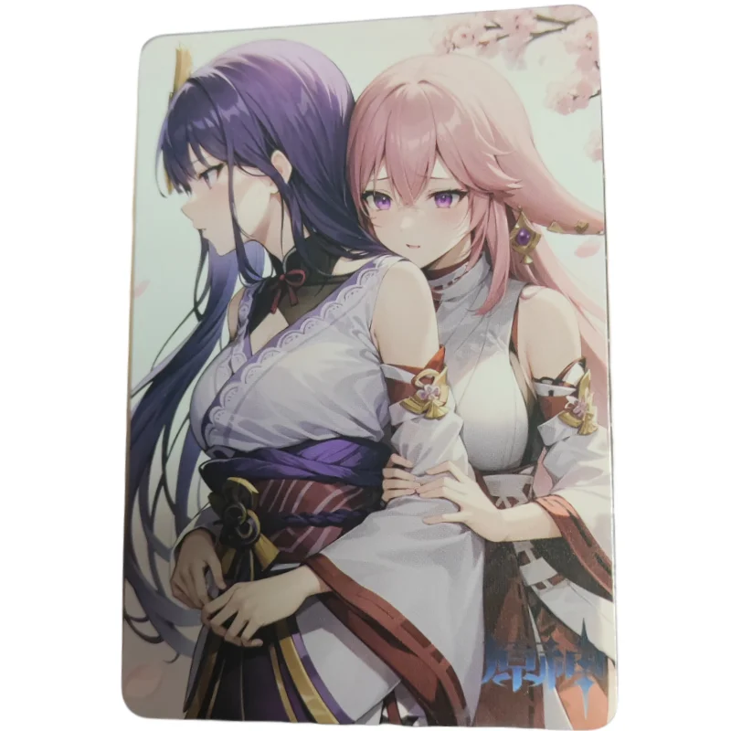 Genshin Impact Cards ACG Girl Beelzebul Raiden Shogun Yae Miko Anime Game Characters Collection Color Flash Card giocattoli fai da te regali