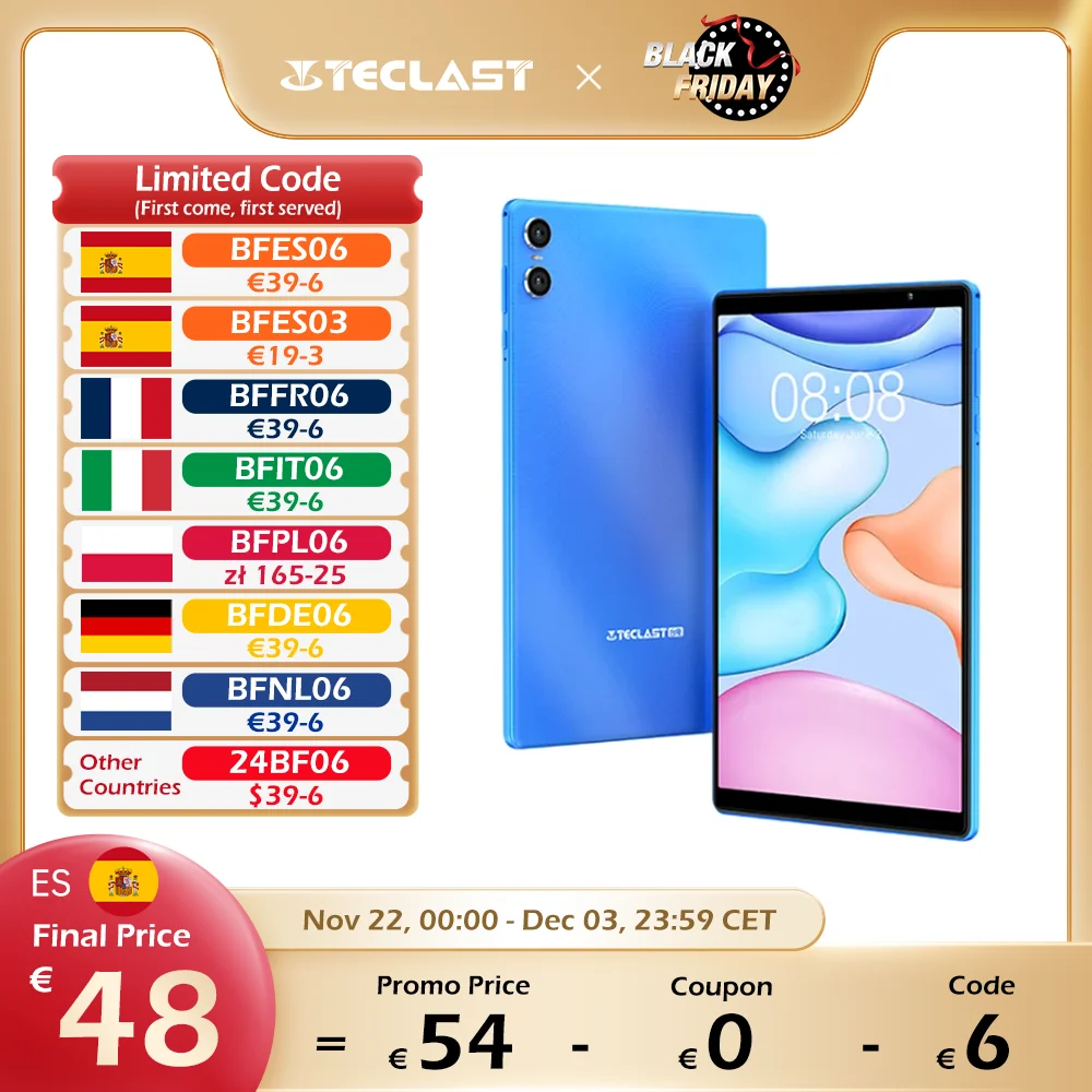 TECLAST P40S, Android 12 tablet, 10,1 inch, (6 + 6)12GB RAM, 128GB ROM, MTK MT8183, 8 cores, Mali-G72, 6000mah, 13MP + 5MP, support TF up to 1TB,