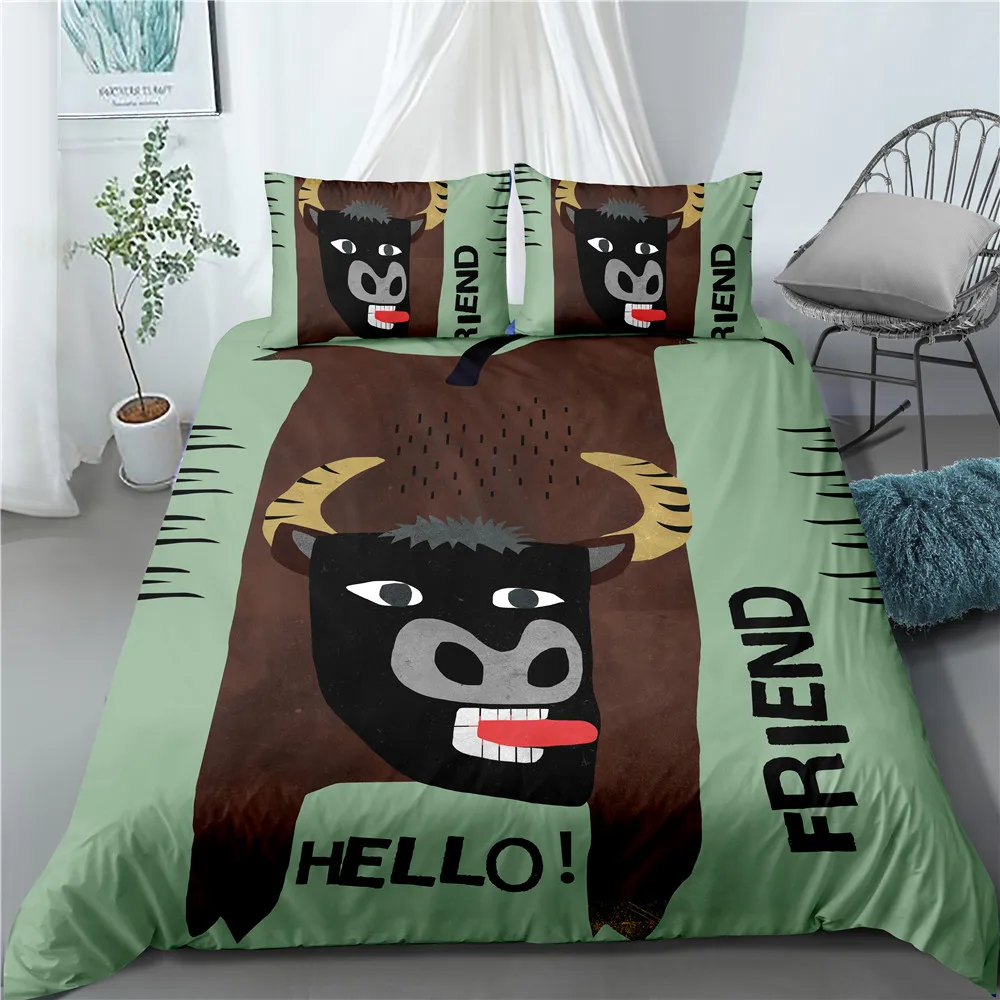 Cute Animal Tiger Print Bedding Set Home Textile Cartoon Duvet Cover Set With Pillowc Cover Boys Duvet Cover Set 3pcs Kid Gift