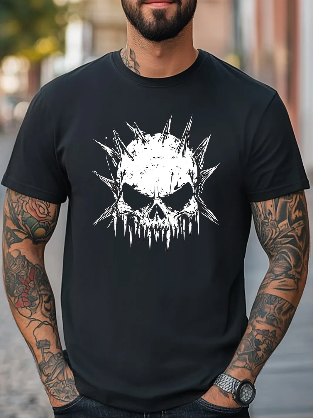 

Skull Graphic Unisex T-Shirt Women Men Punk Rock Tee Fashion Casual T-shirt