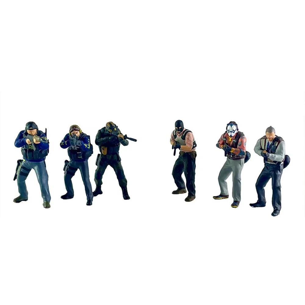 RM 1:64 2 personas policía y Bandit Games escenas Micro Mini figura modelo