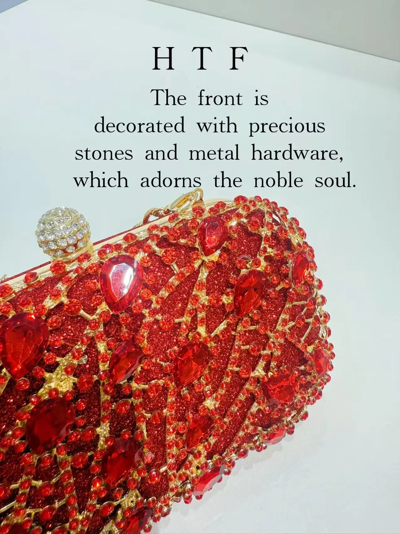 Women Red Crystal Evening Bags Lady Stone Handbag Bridal Diamond Clutch Purse Female Metal Minaudiere Wedding Party Clutches Bag - Image 3