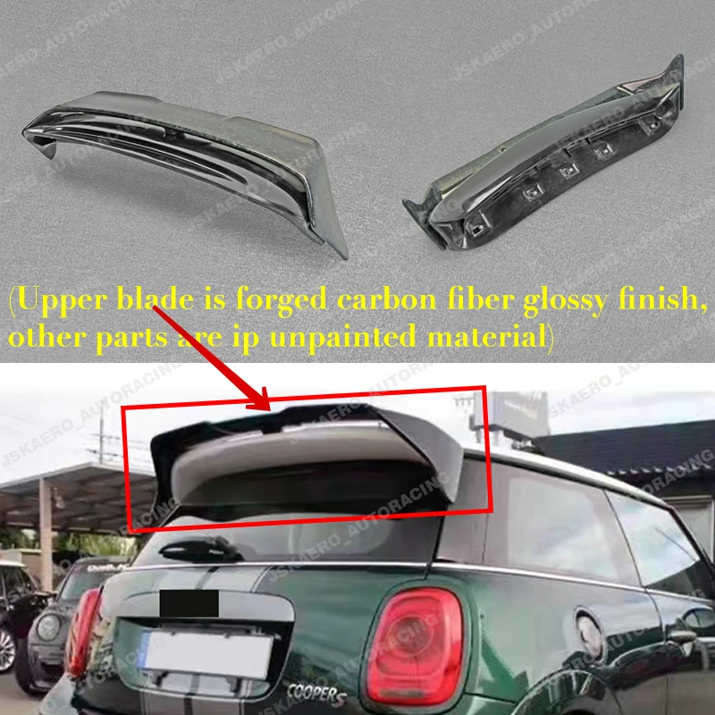 

For Mini Cooper S F56 FRP Unpainted + Forged Carbon Fiber Rear Roof Spoiler Wing car Bodykits