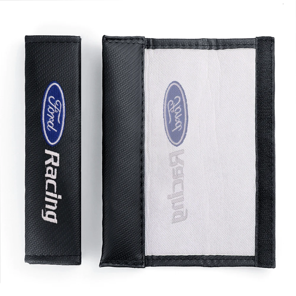2pcs Carbon Fiber Car Seat Belt Cover Strap Shoulder Pad For Ford Mustang Focus Fiesta Shelby Kuga Mondeo Smax Ranger Edge ST - view 4