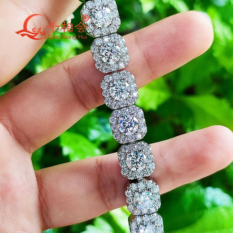 Necklace 10mm 12mm Octagonal Square Hip Hop  Silver 925 Cuban Link D VVS Moissanite ice cut Link Chain Jewelry  Women Men Gifts